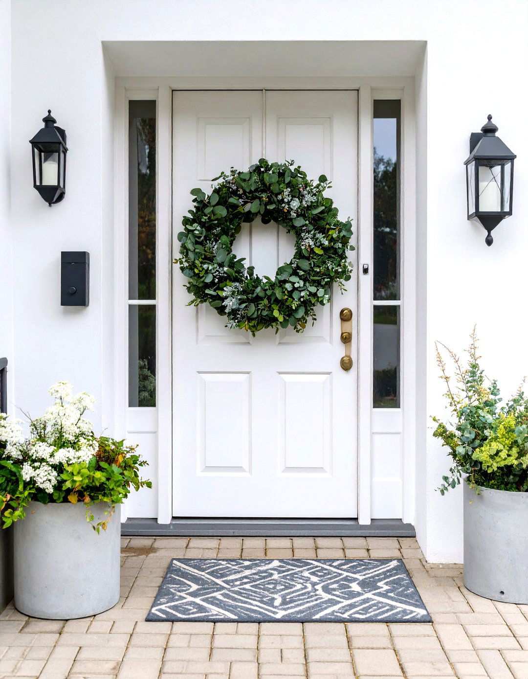 Modern Minimalist Eucalyptus - 24 Summer Front Door Decor Ideas