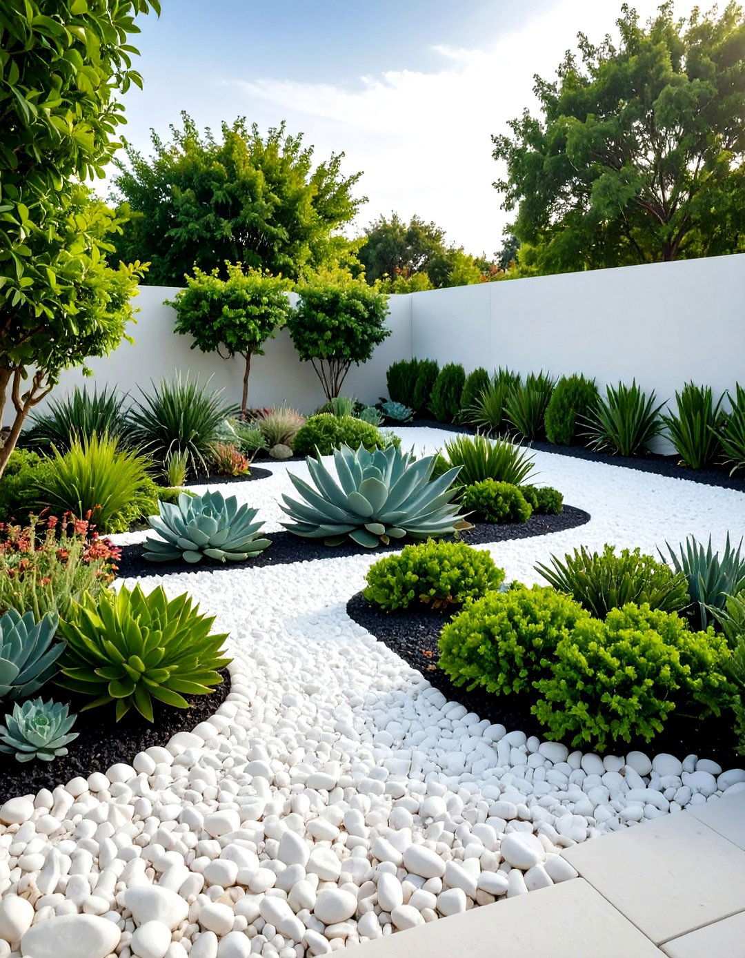 Modern Minimalist Garden Beds - 24 White Rock Landscaping Ideas