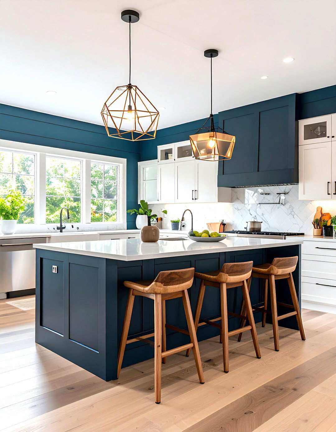 Modern Minimalist Kitchen with Black Shiplap Island Wall - 24 shiplap accent wall ideas