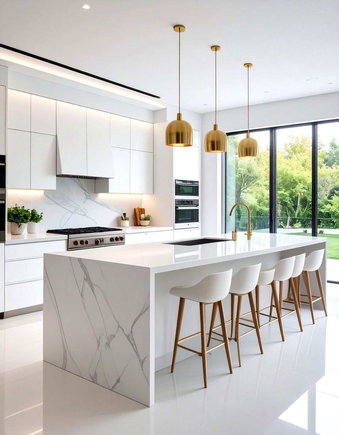 Modern Minimalist One Wall Kitchen with Handle Free Cabinets - 24 One Wall Kitchen Ideas