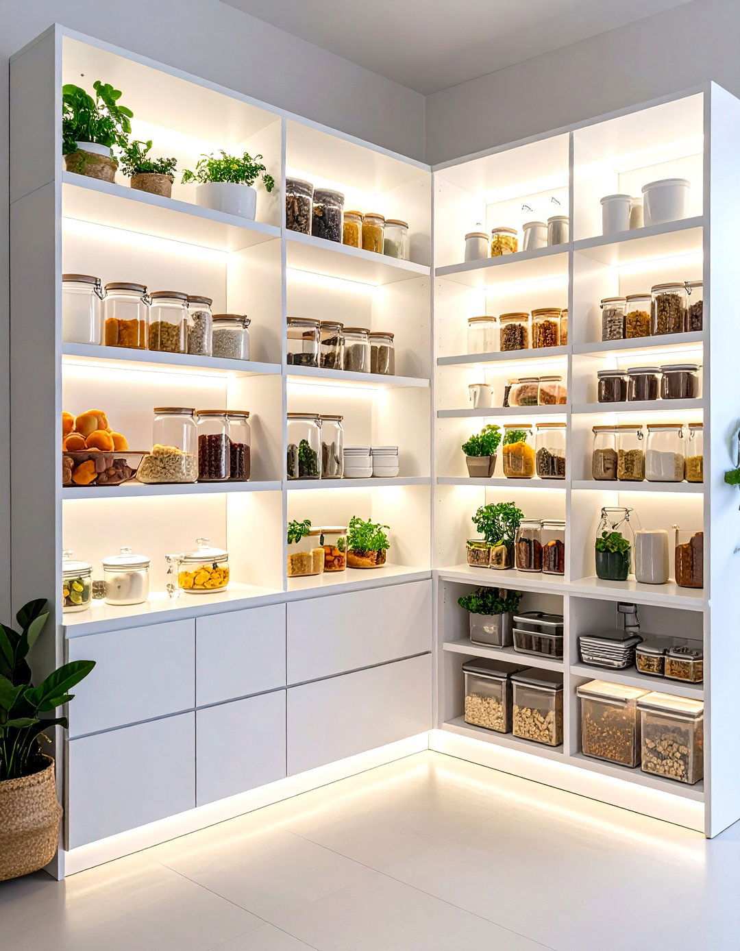 Modern Minimalist Open Pantry with Clean Lines - 24 Open Pantry Ideas