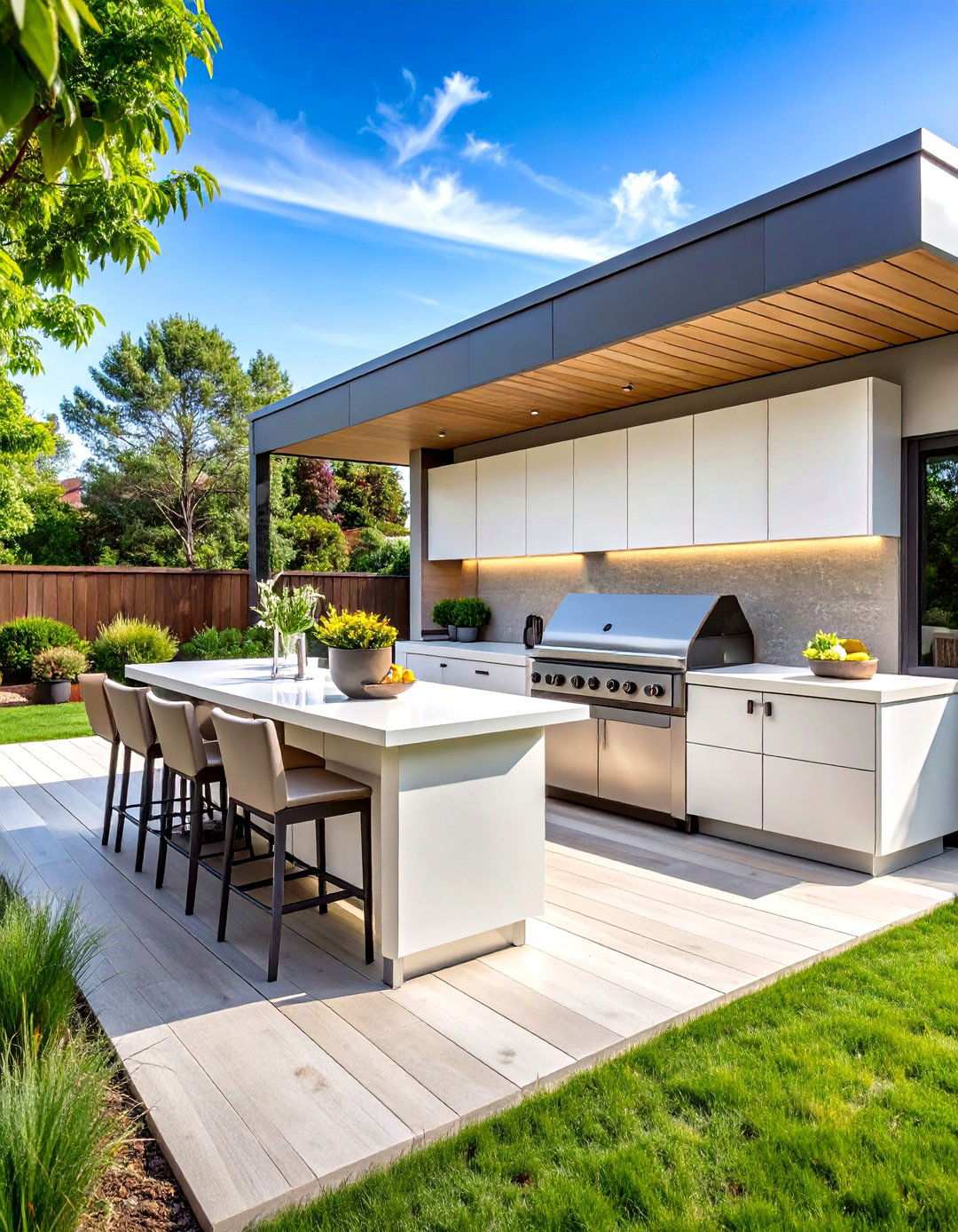 Modern Minimalist Outdoor Kitchen with Clean Lines - 24 Outdoor Kitchen Designs