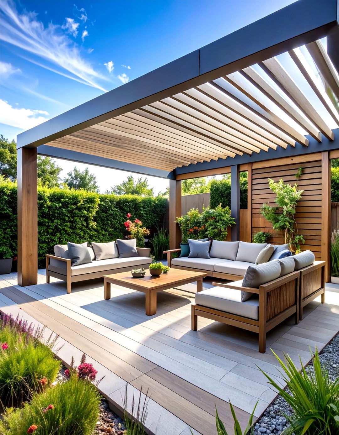 Modern Minimalist Pergola with Clean Lines - 24 Small Patio Pergola Ideas