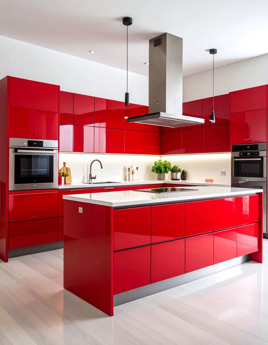 Modern Minimalist Red Cabinets - 24 Red Kitchens