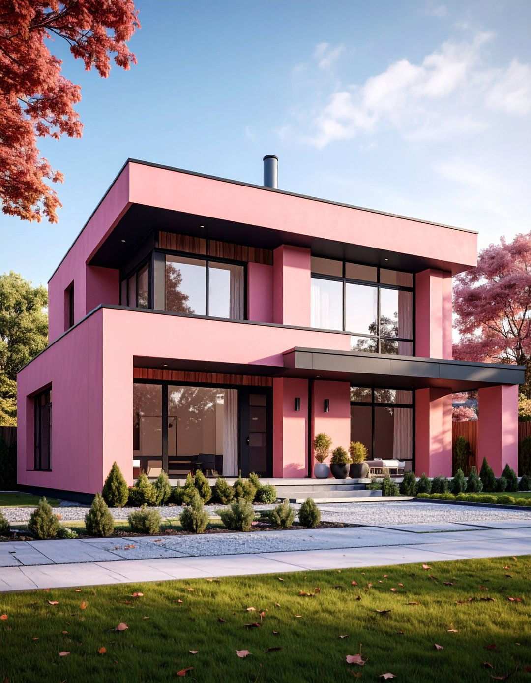 Modern Minimalist Rose Stucco - 24 Pink House Exterior Ideas