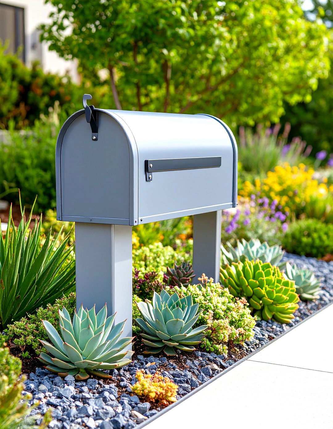 Modern Minimalist Succulent Design - 24 Mailbox Landscaping Ideas