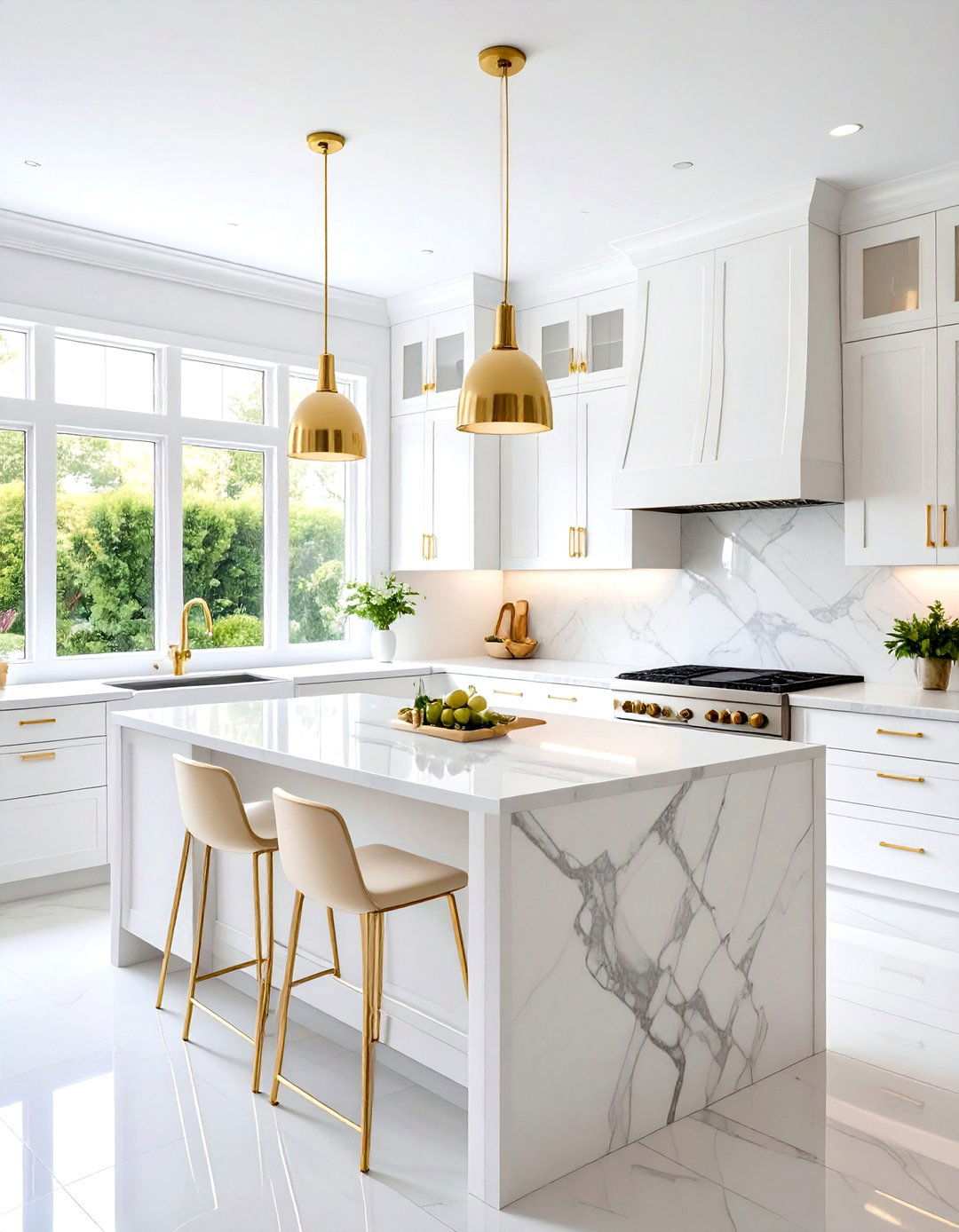 Modern Minimalist White and Gold Kitchen - 24 White and Gold Kitchen Ideas