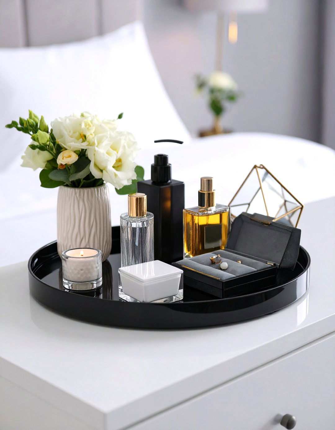 Modern Monochrome Bedroom Dresser Tray - 24 Tray Decor Ideas