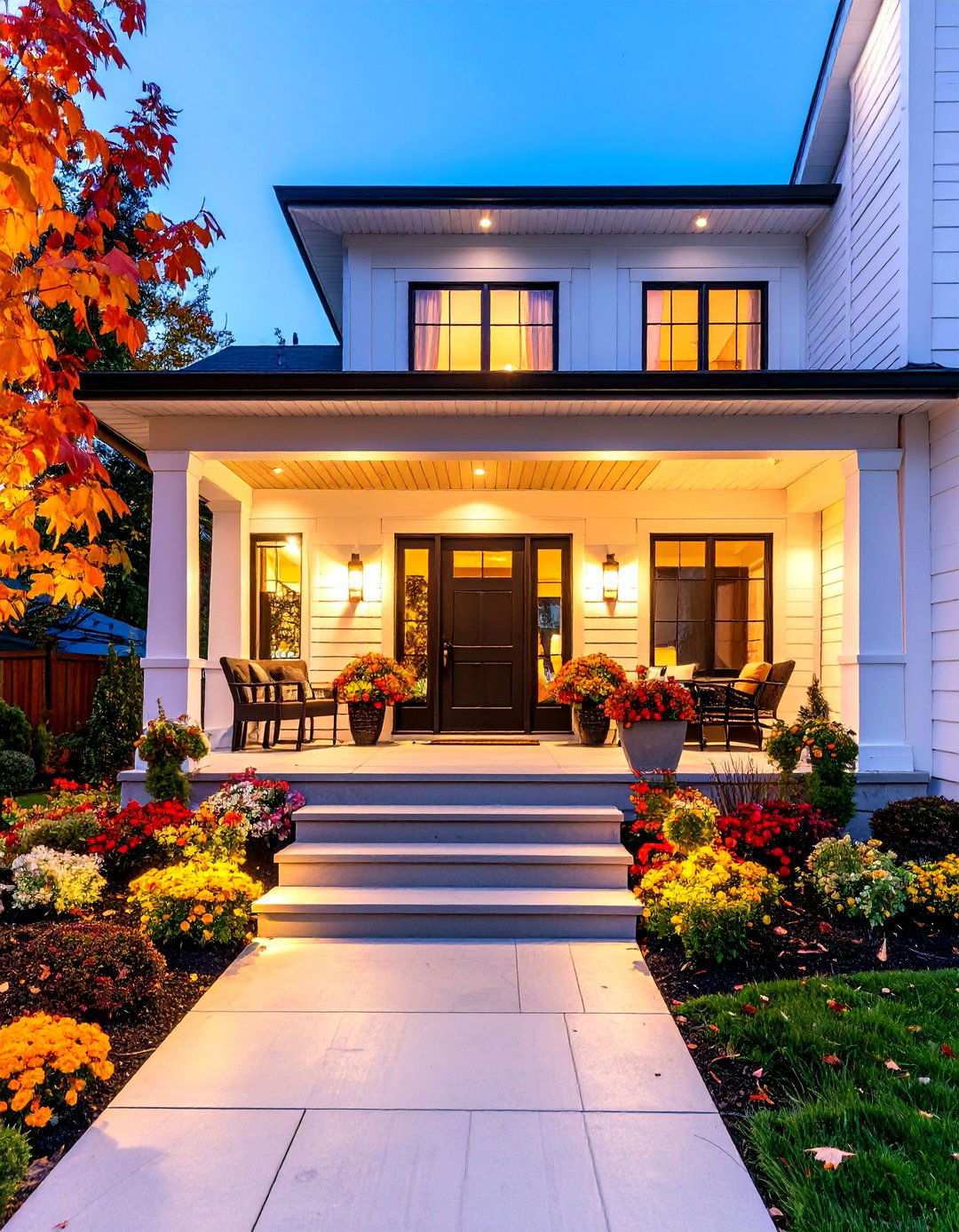 Modern Porch with Artistic Lighting Design - 24 Modern Front Porch Ideas