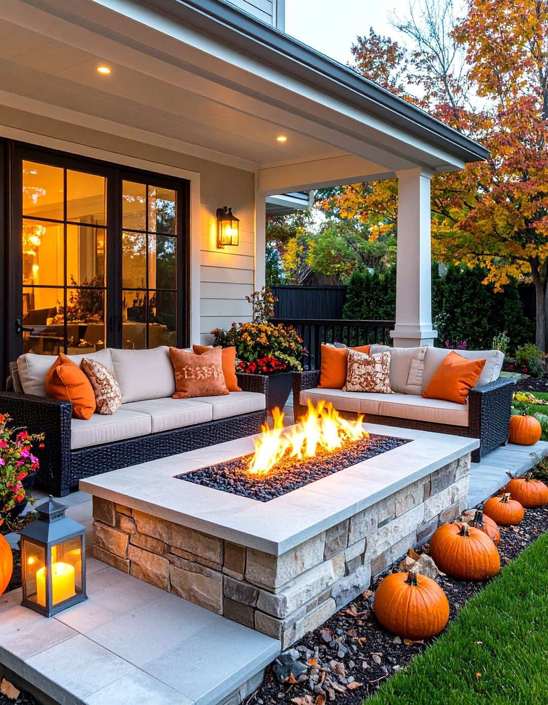 Modern Porch with Integrated Fire Features - 24 Modern Front Porch Ideas