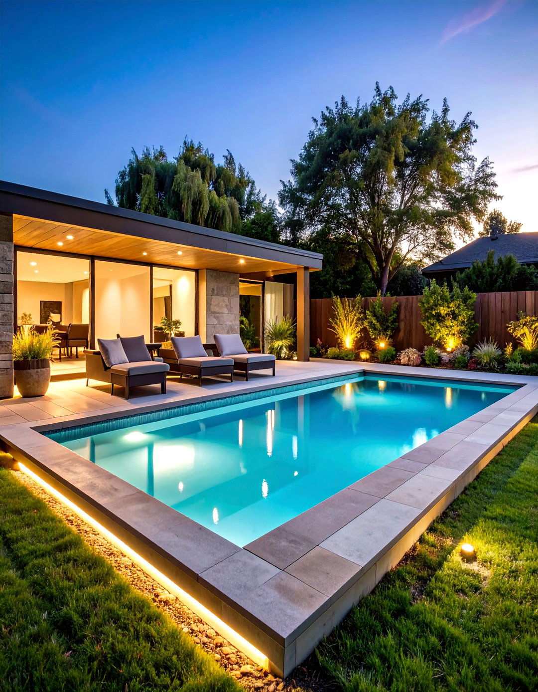 Modern Rectangular Cocktail Pool Design - 24 Small Inground Pool Ideas