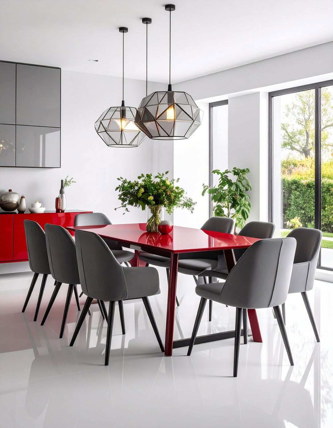 Modern Red Lacquer Table - 24 Red Dining Room Ideas