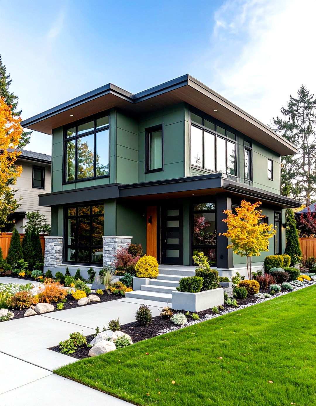 Modern Sage Green Box Design - 24 Sage Green House Exterior Ideas