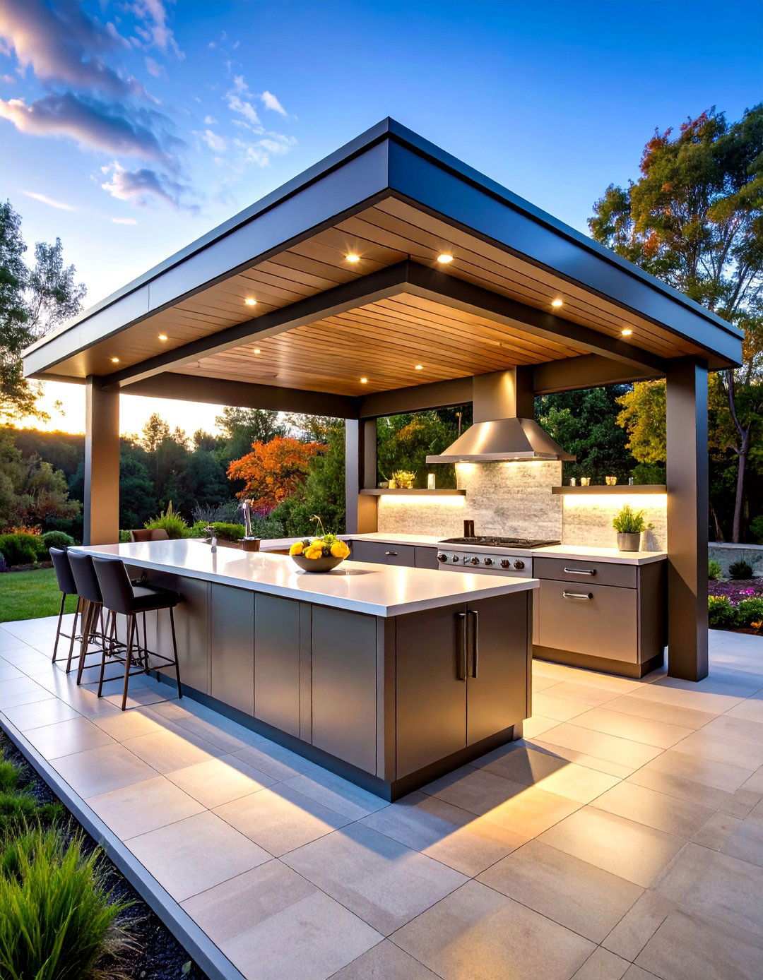 Modern Steel Frame Gazebo - 24 Outdoor Kitchen with a Gazebo Ideas