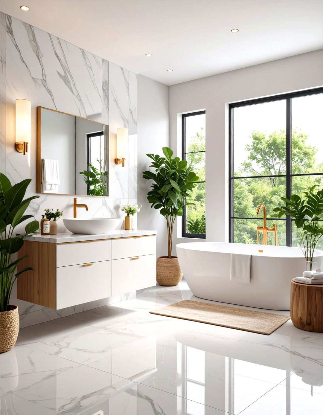 Modern Transitional Windowless Bathroom with Timeless Appeal - 24 Windowless Bathroom Ideas