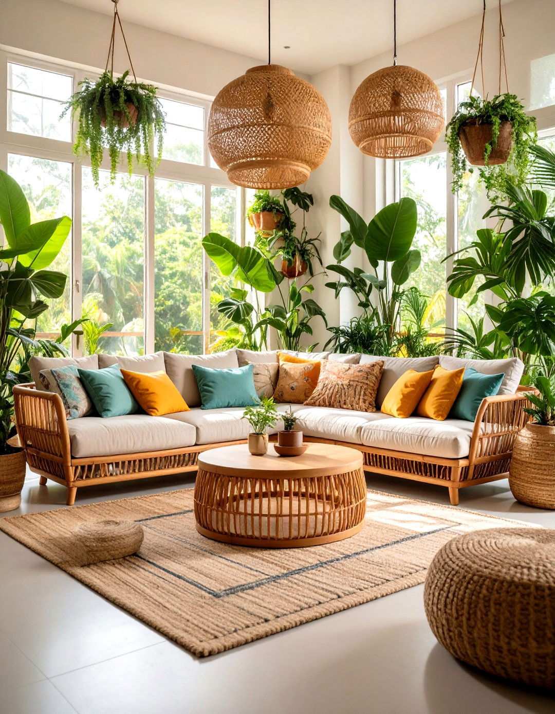 Modern Tropical Living Room with Lush Greenery - 24 Small Living Room Ideas