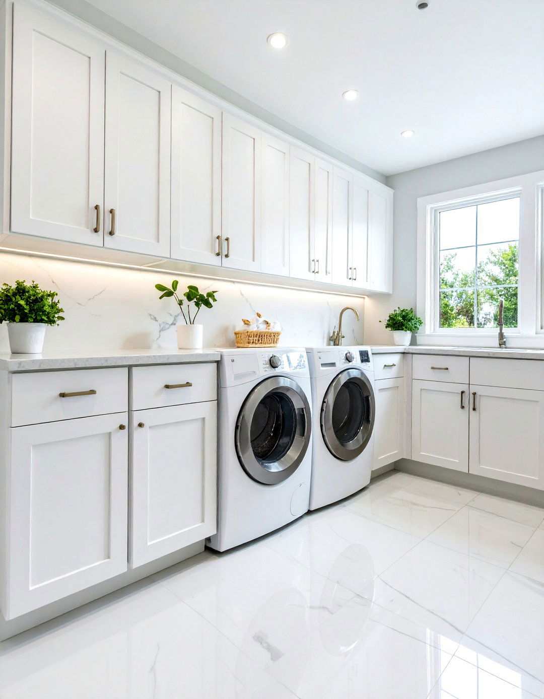 Modern White Shaker Cabinet Design - 24 White Laundry Room Ideas