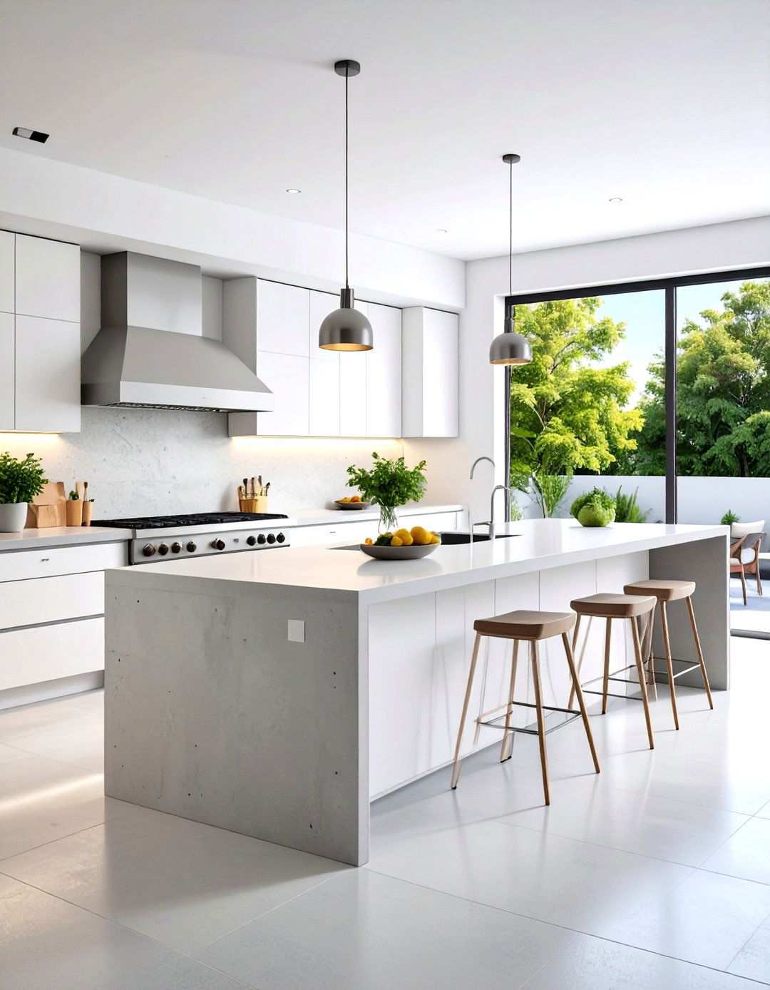 Modern White Stucco Kitchen with Concrete Countertops - 24 Stucco Outdoor Kitchen Ideas