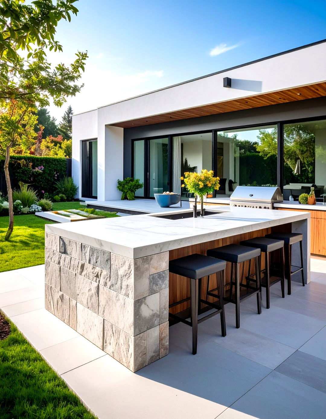 Modular Engineered Stone Island - 24 Outdoor Kitchen Island Ideas