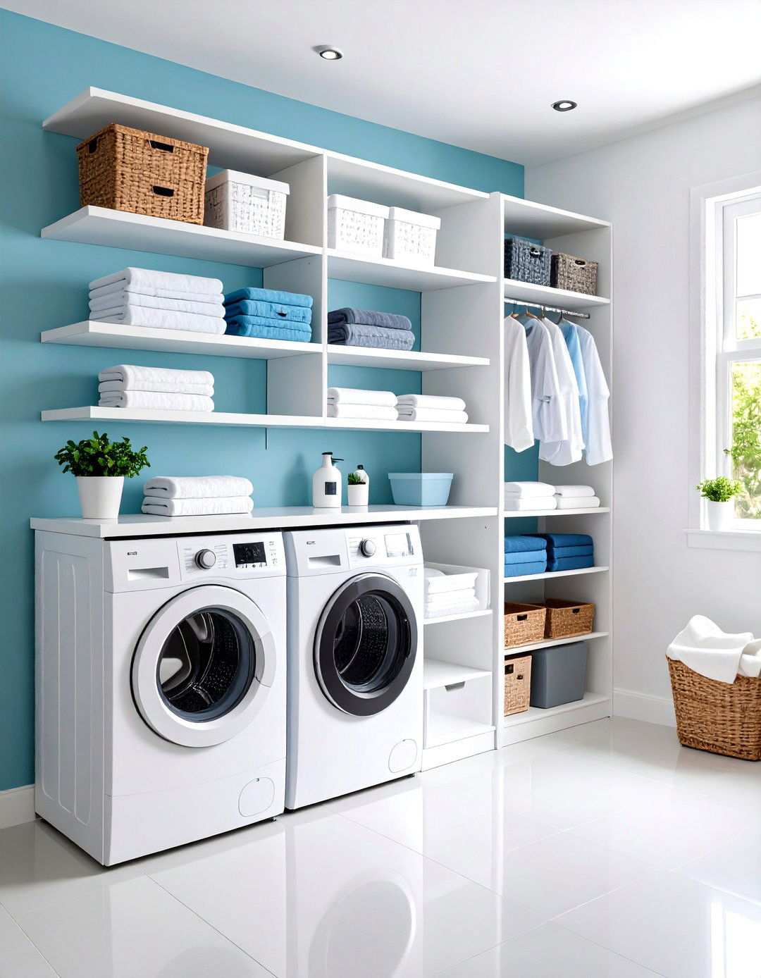 Modular Shelving Systems - 24 Small Laundry Room Ideas With a Top Load Washing Machine