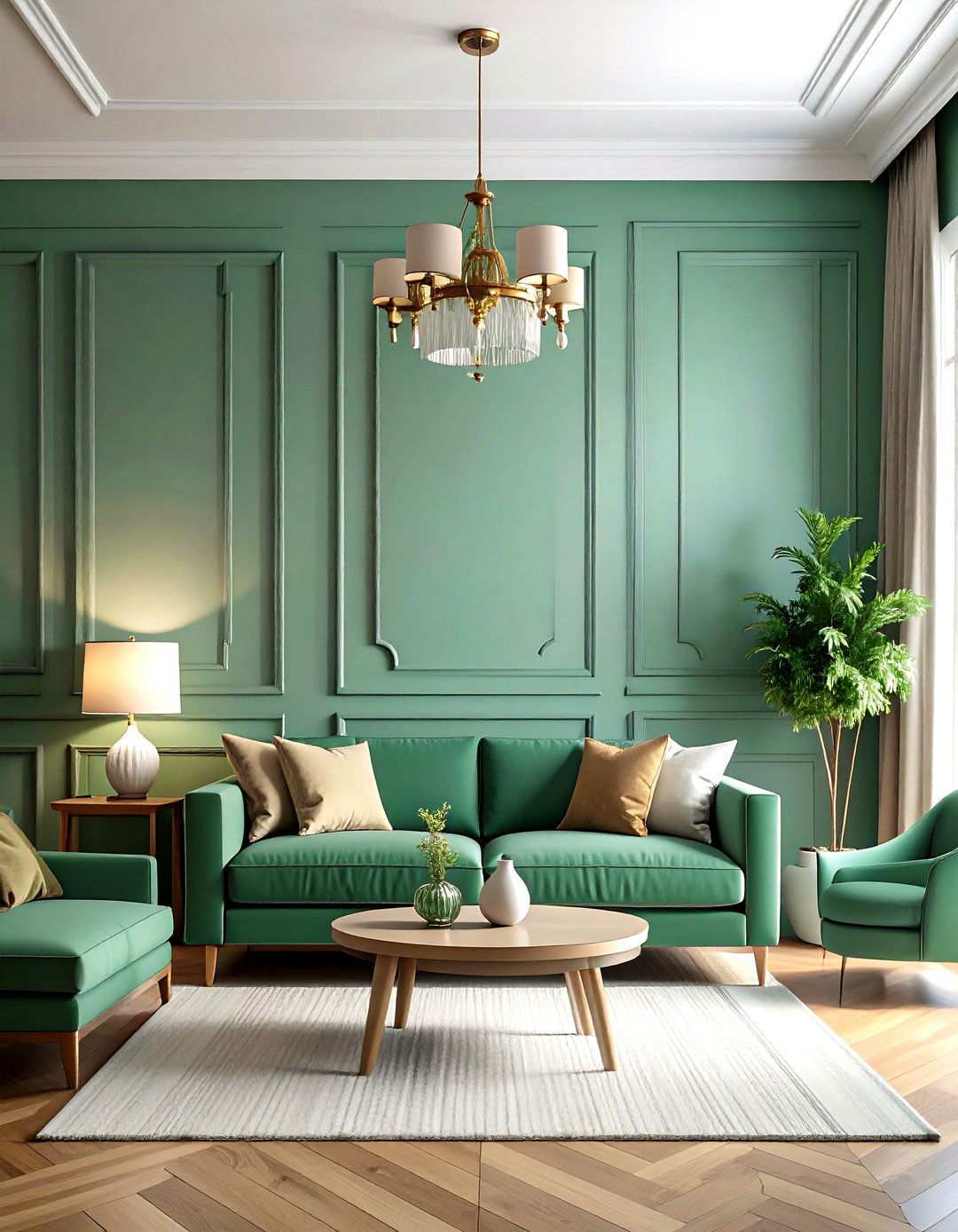 Monochromatic Color Drenched Scheme - 24 Living Room Wainscoting Ideas