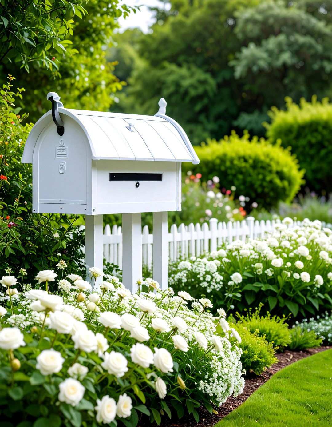 Monochromatic Color Scheme Gardens - 24 Mailbox Decor Ideas