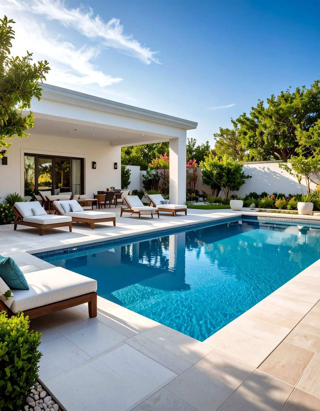 Monochromatic Design Pool Patio - 24 Pool Patio Ideas