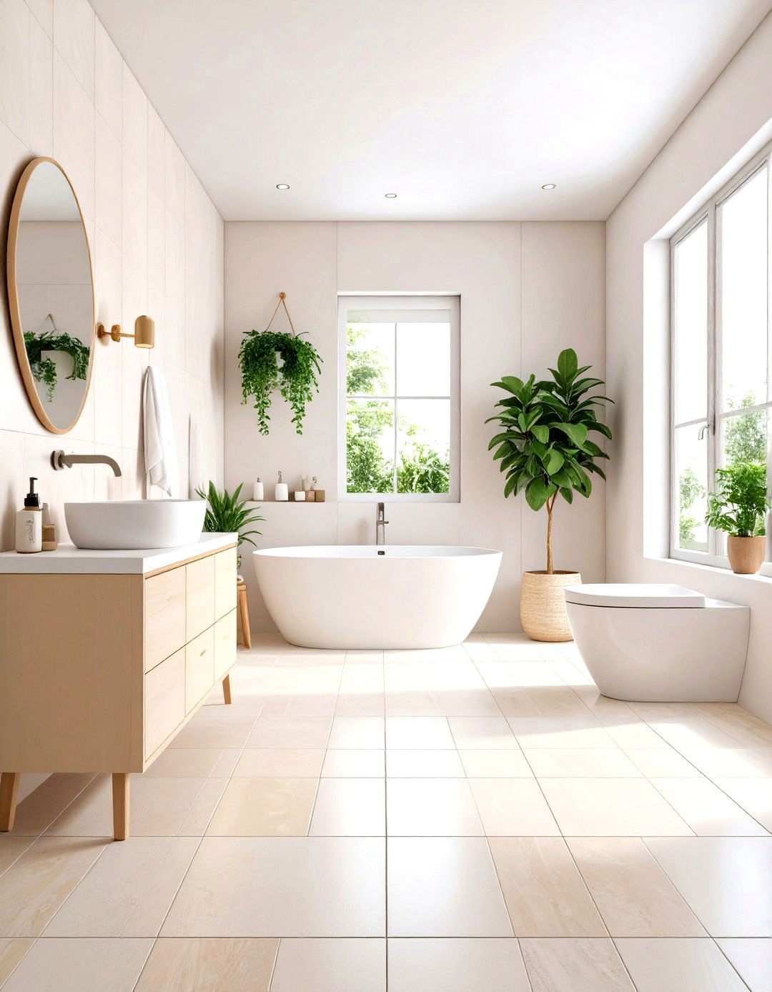 Monochromatic Design Schemes - 24 Small Bathroom Flooring Ideas