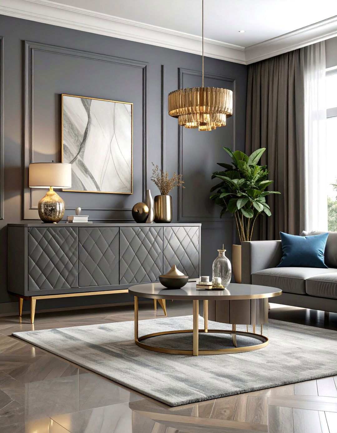 Monochromatic Gray Scheme with Textural Interest - 24 Small Living Room Ideas With Tv and Dining Table