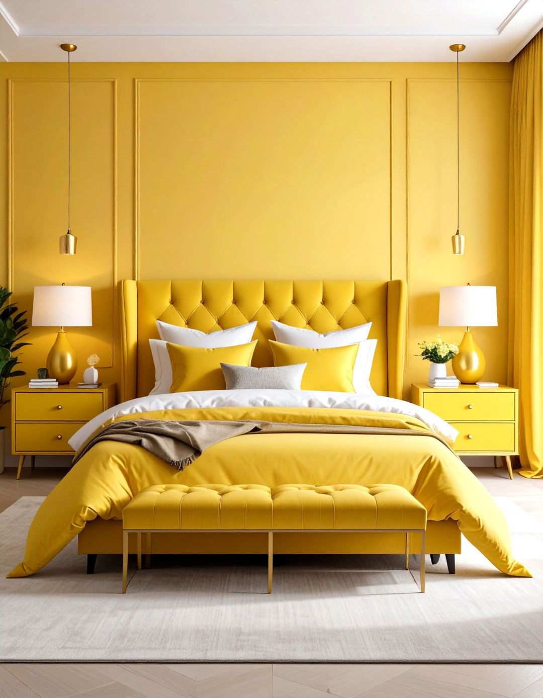 Monochromatic Lemon Yellow Haven - 24 Lemon Bedroom Ideas