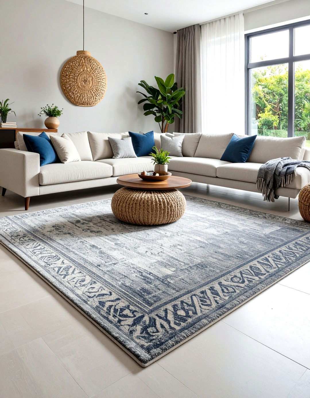 Monochromatic Neutral Foundation Rugs - 24 Living Room Rug Ideas