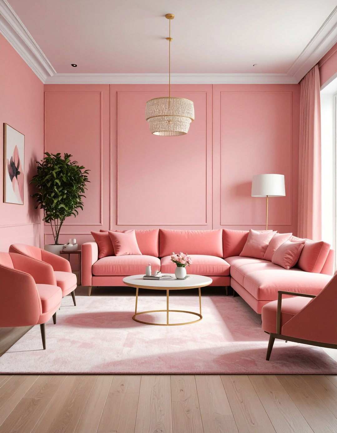 Monochromatic Pink Statement - 24 Pink Living Room Ideas