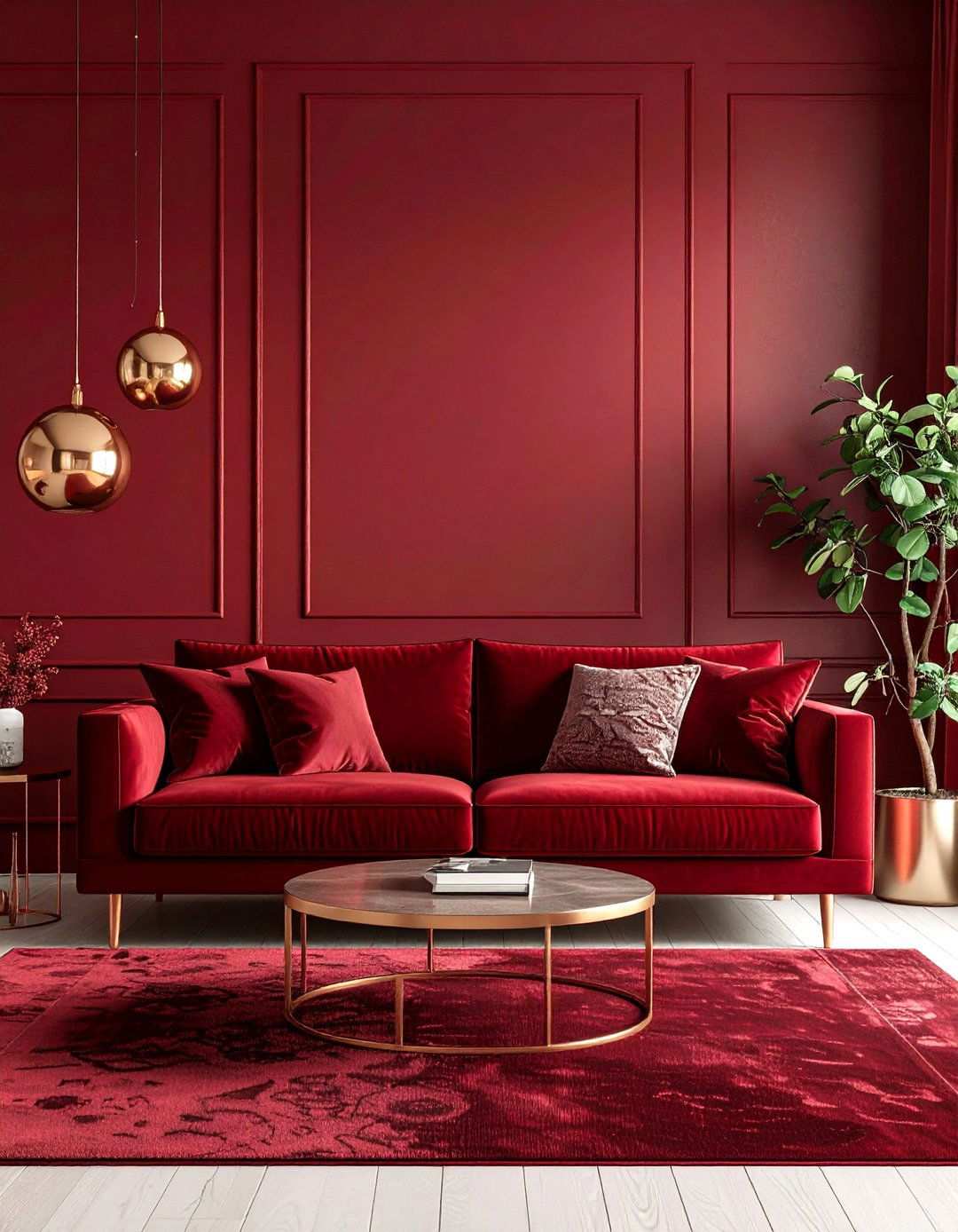 Monochromatic Red Living Room Design - 24 Red Couch Living Room Ideas
