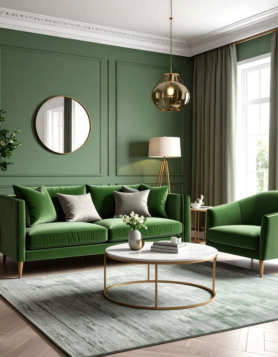 Monochromatic Sage Green Living Room Scheme - 24 Sage Green Living Room Ideas