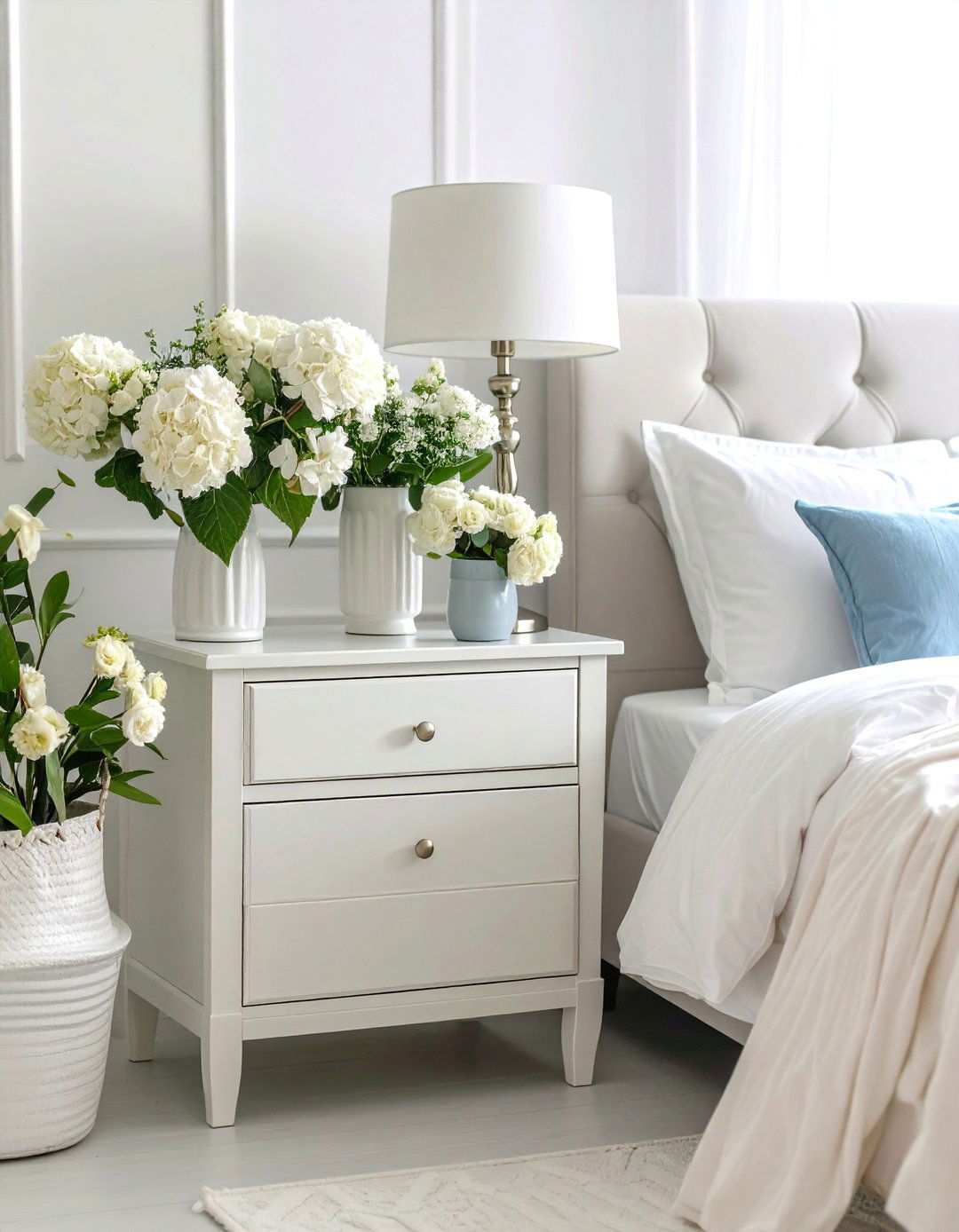 Monochromatic Sophistication - 24 Nightstand Decor Ideas