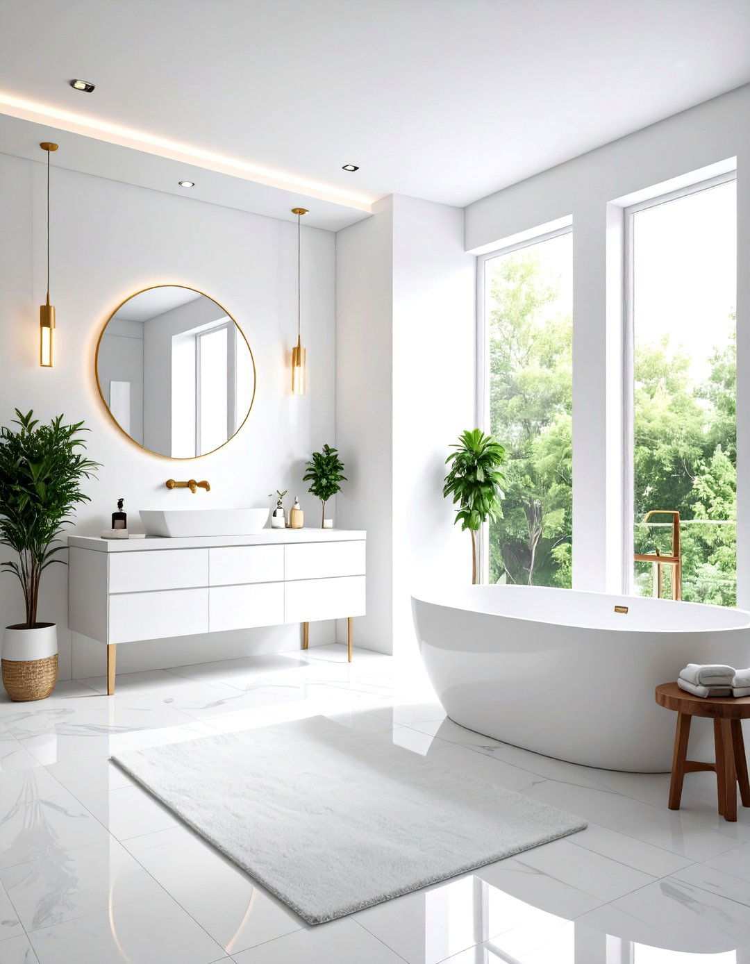 Monochromatic White Minimalist Haven - 24 Zen Bathroom Ideas