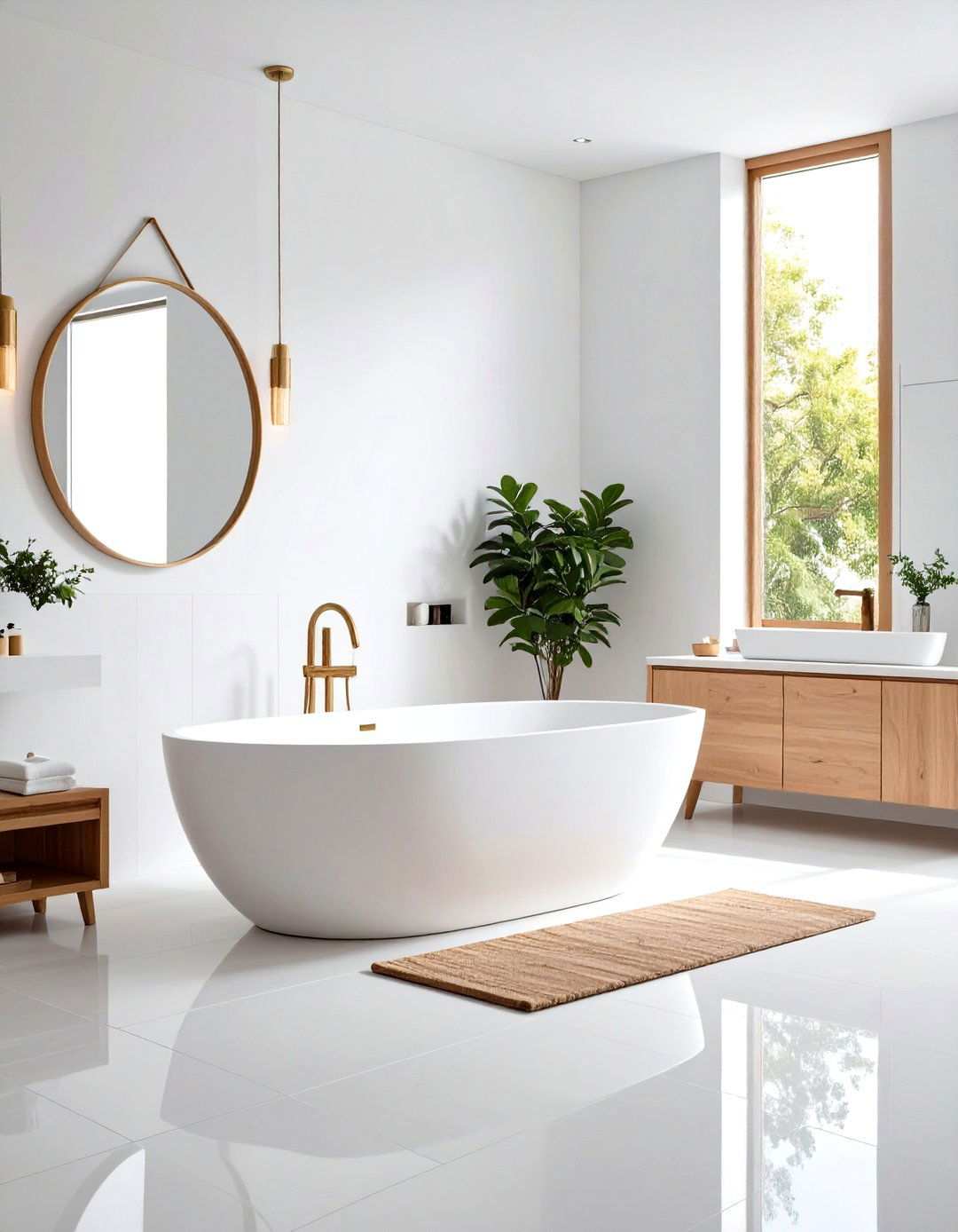 Monochromatic White Scheme with Texture - 24 Minimalist Bathroom Ideas