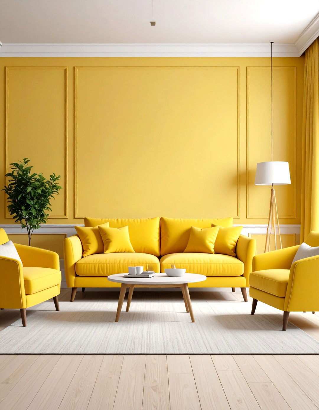 Monochromatic Yellow Living Room Theme - 24 Yellow Couch Living Room Ideas