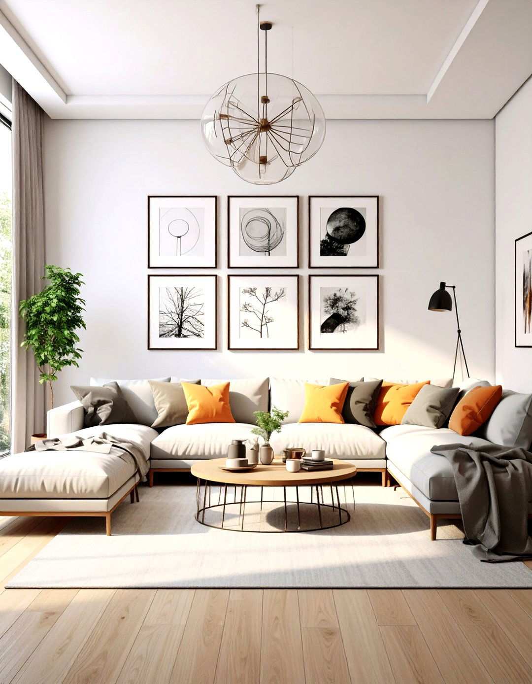 Monochrome Wall Art - 24 Japandi Living Room Ideas