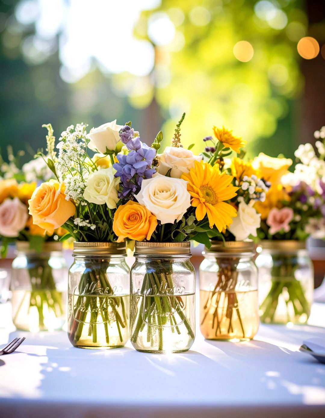 Monogrammed Mason Jar Centerpieces - 24 Mason Jar Wedding Centerpieces