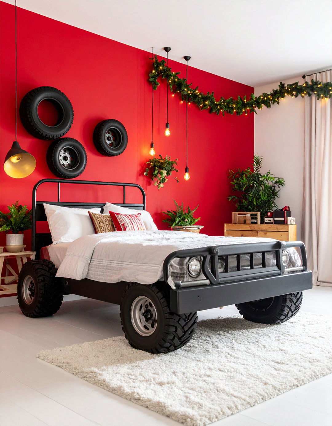 Monster Truck Rally Arena with Oversized Vehicle Elements - 24 Red Boy Room Ideas