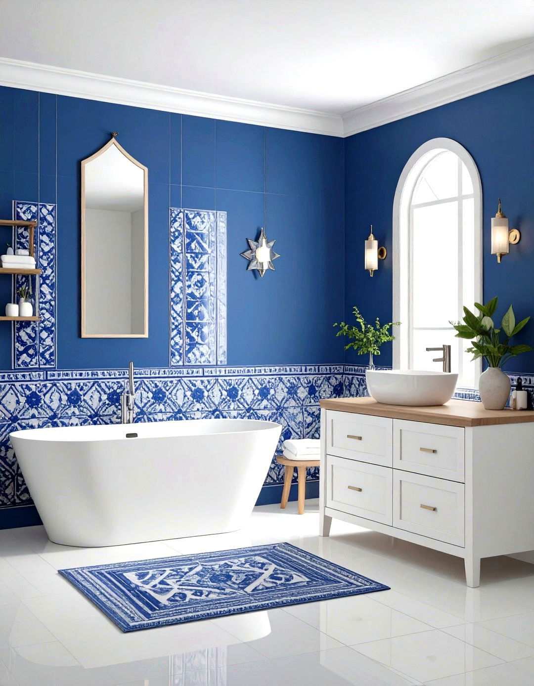 Moorish Pattern Ceramic Wall Tiles - 24 Spanish Style Bathroom Ideas