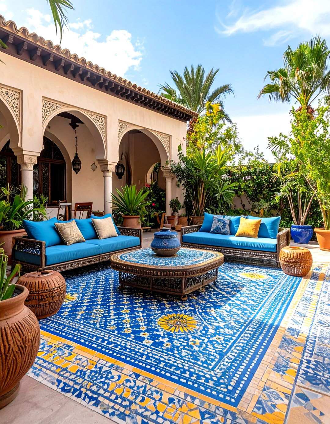 Moroccan Influenced Vibrant Tile Patio - 24 Mediterranean Patio Ideas