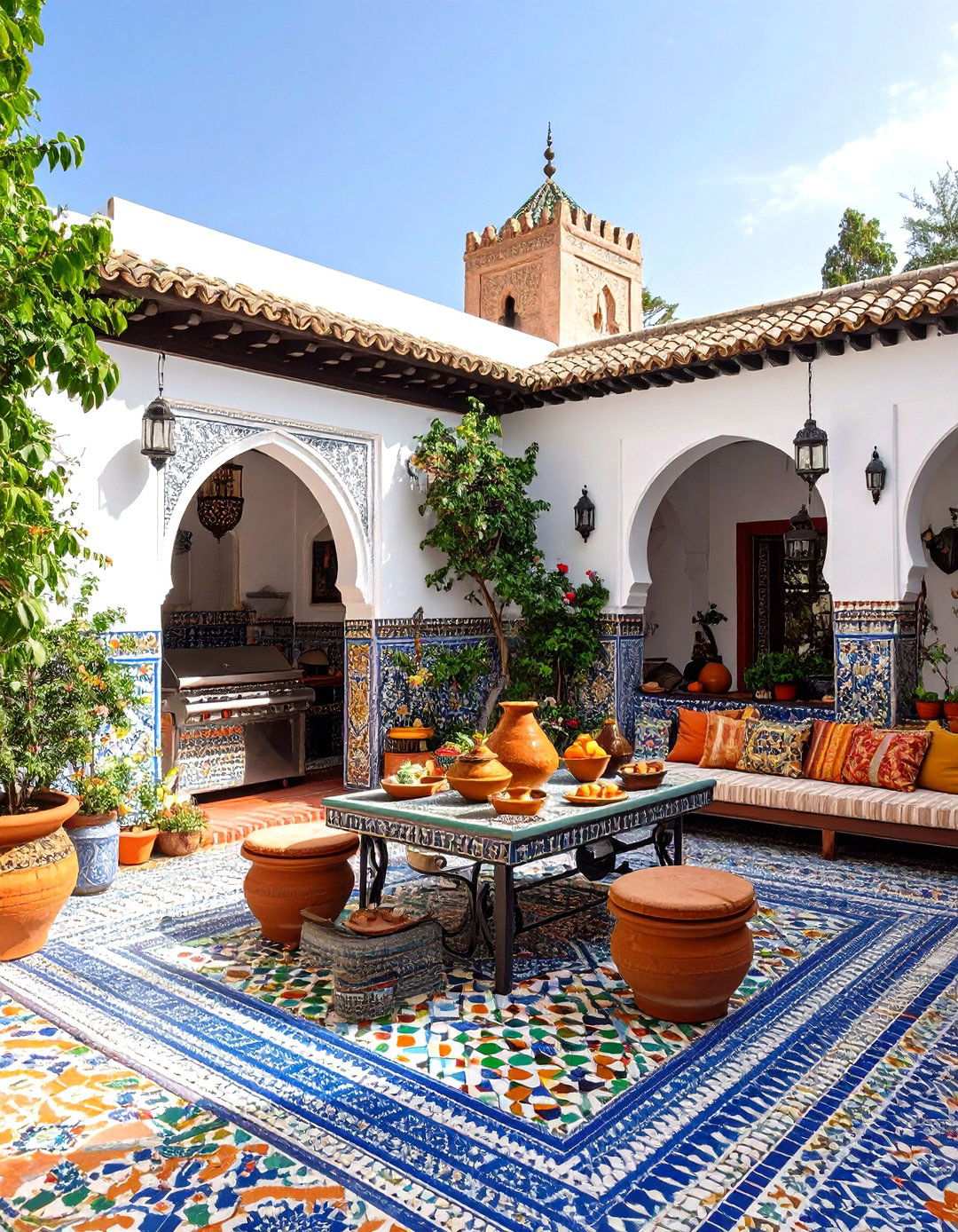 Moroccan Inspired Courtyard Kitchen - 24 Luxury Outdoor Kitchen Ideas