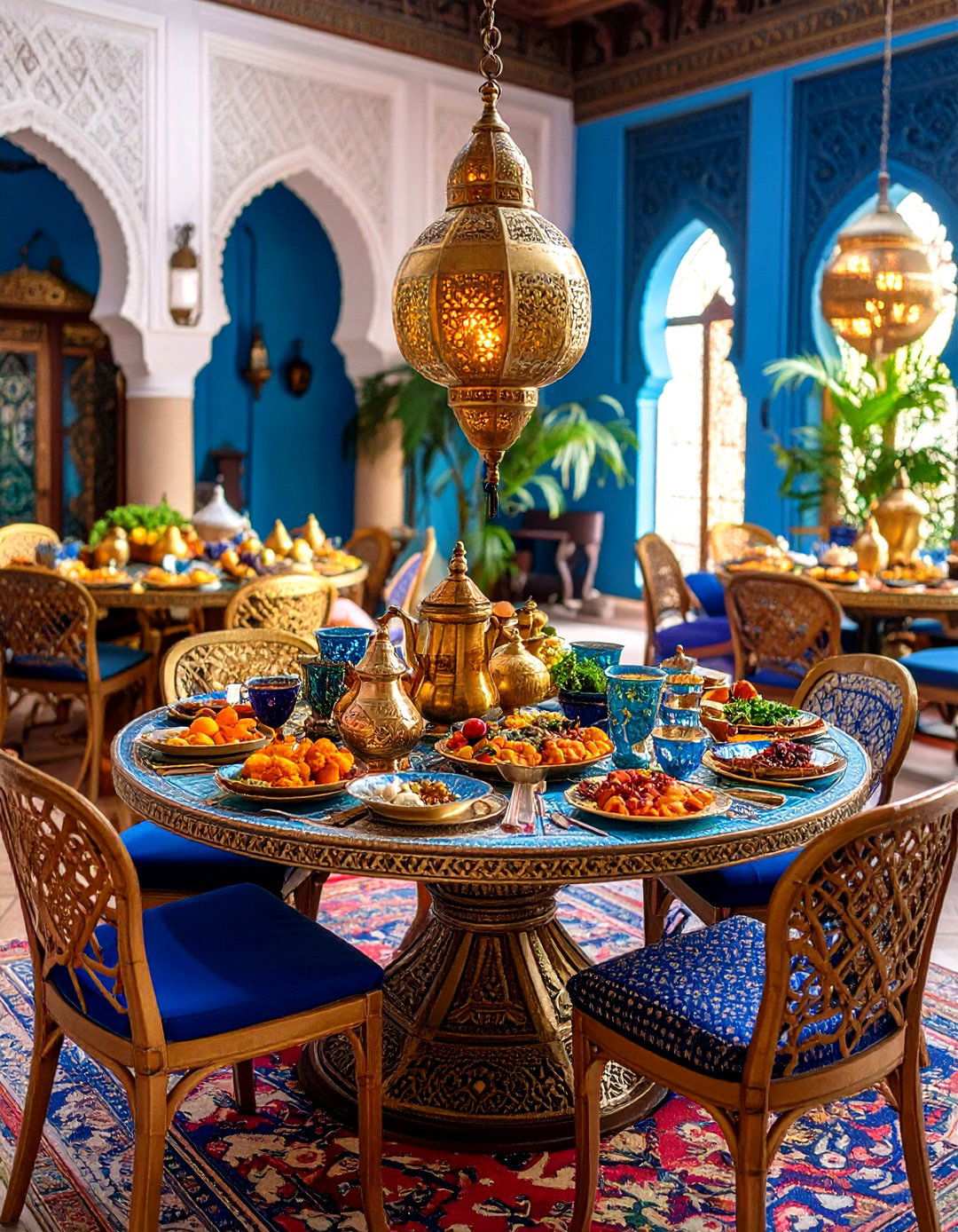 Moroccan Inspired Exotic with Rich Jewel Tones - 24 Round Table Decor Ideas
