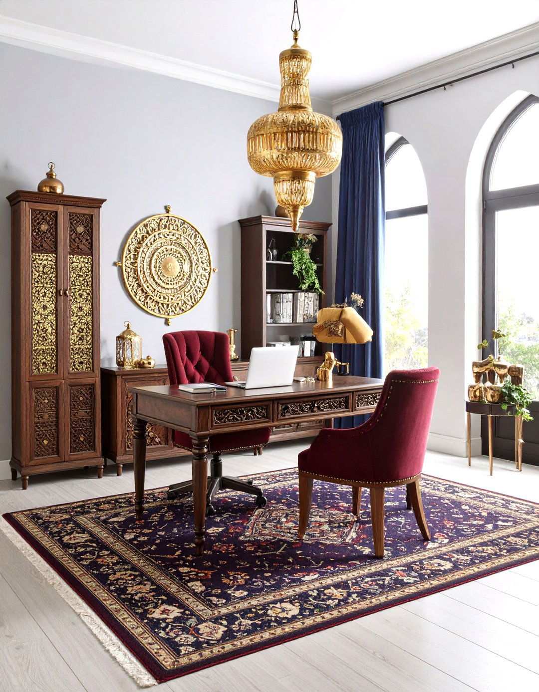 Moroccan Inspired Jewel Tone Office - 24 Home Office Ideas for Her