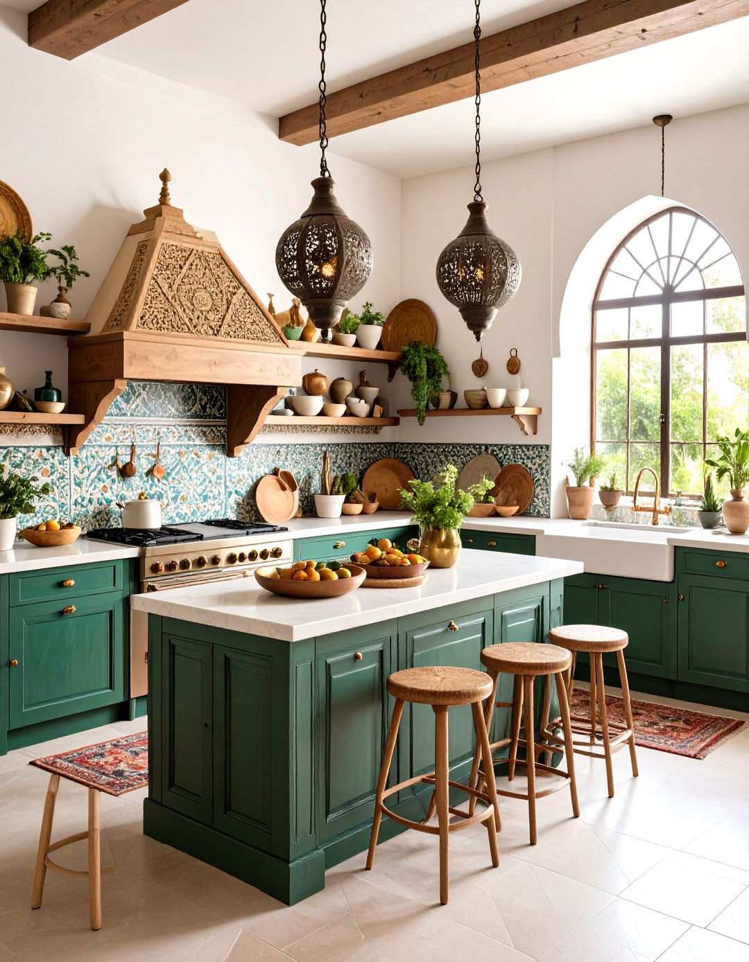 Moroccan Inspired Kitchen with Ornate Details - 24 Maximalist Kitchen Decor Ideas