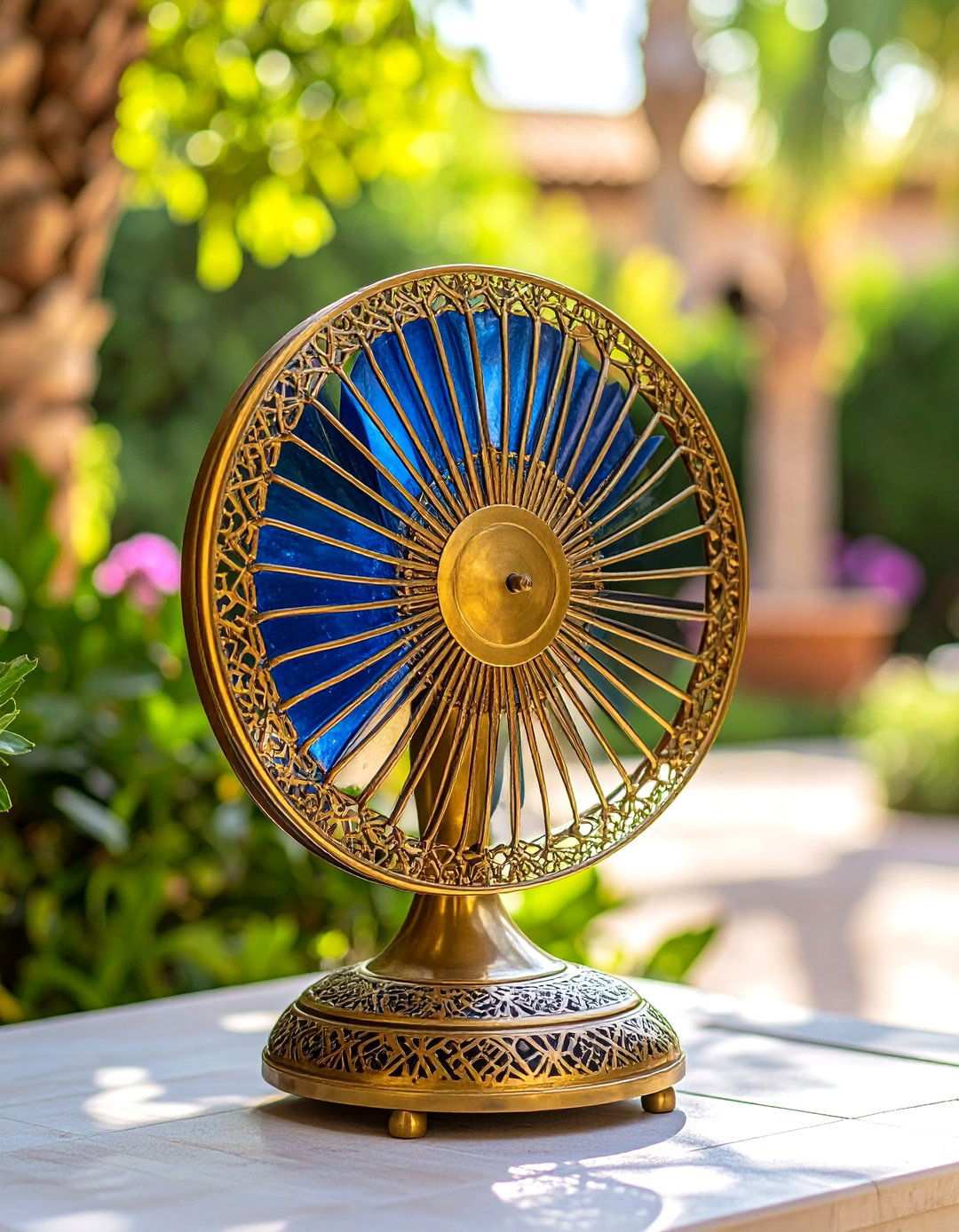 Moroccan Inspired Patio Fan with Intricate Metalwork - 24 Patio Fan Ideas