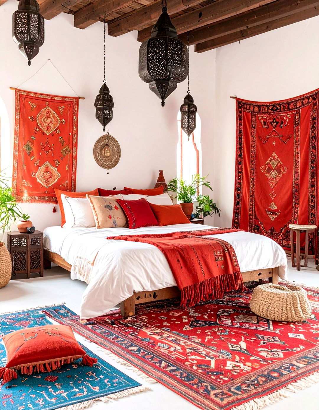 Moroccan Spice Market Bedroom - 24 red black and white bedroom ideas