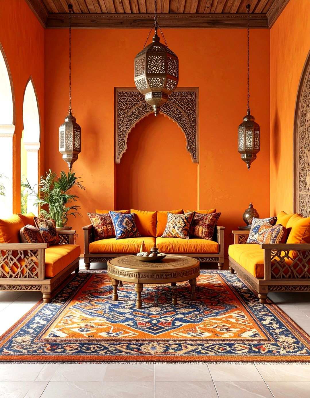 Moroccan Spice Orange Living Room - 24 Orange Accent Wall Ideas
